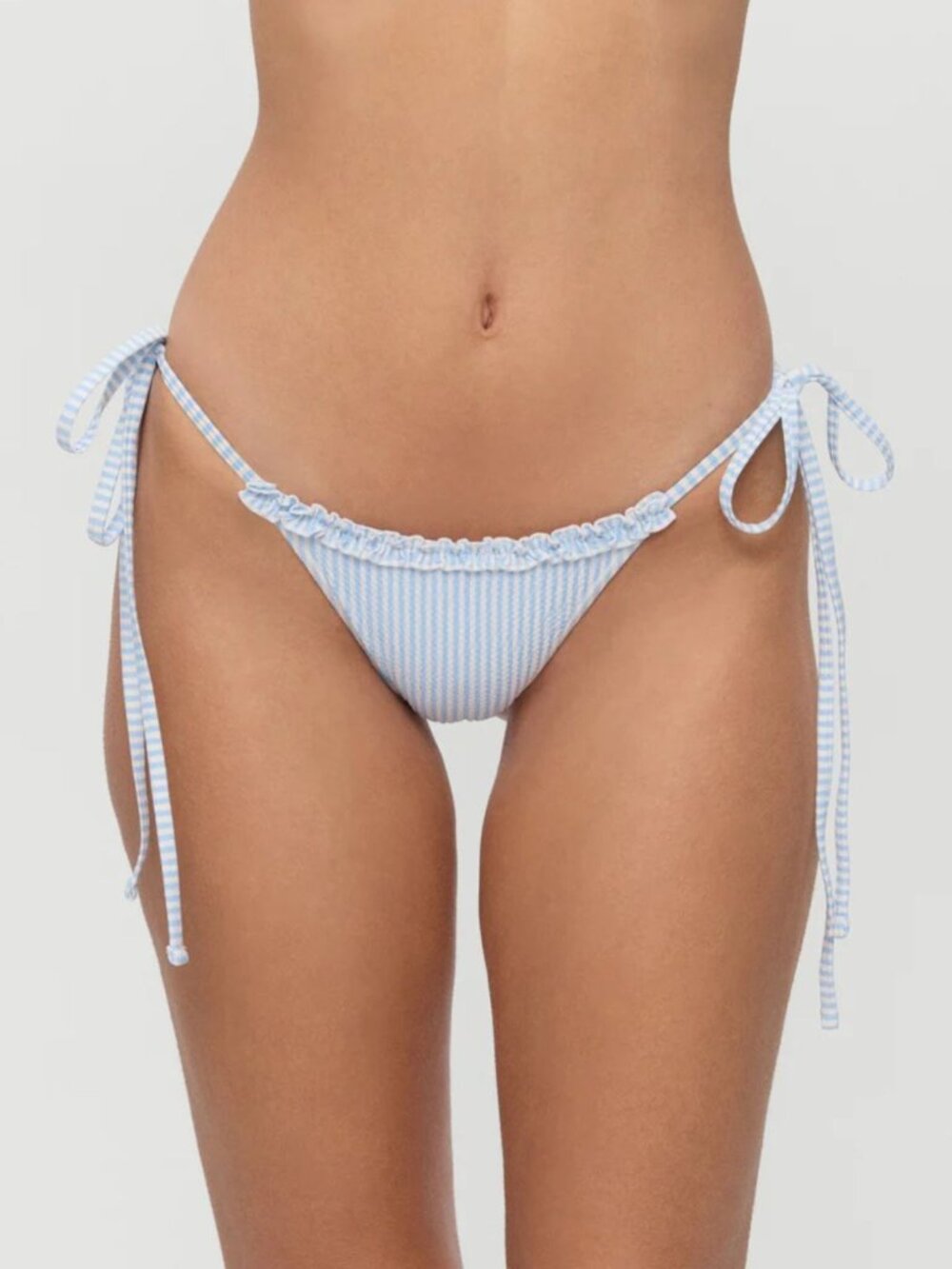 New! Frankie's Bikinis Stripe Mackenzie Ruffle String Bikini Bottom 34357